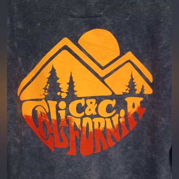 C&C California Pullover Hoodie Womens Size Small Acid Wash Blue Cotton Blend - Picture 3 of 10